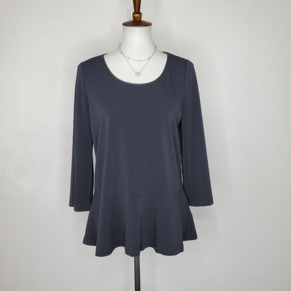 Lands' End Black Classic Timeless Peplum Top Size S